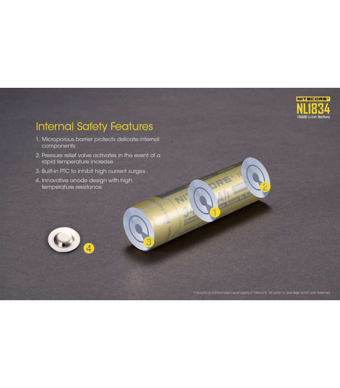 NITECORE NL 1834 BATTERY 18650 - 3400 mAh
