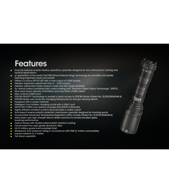 ΦΑΚΟΣ LED NITECORE SMART RING SRT7i , Tactical, 3000Lumens