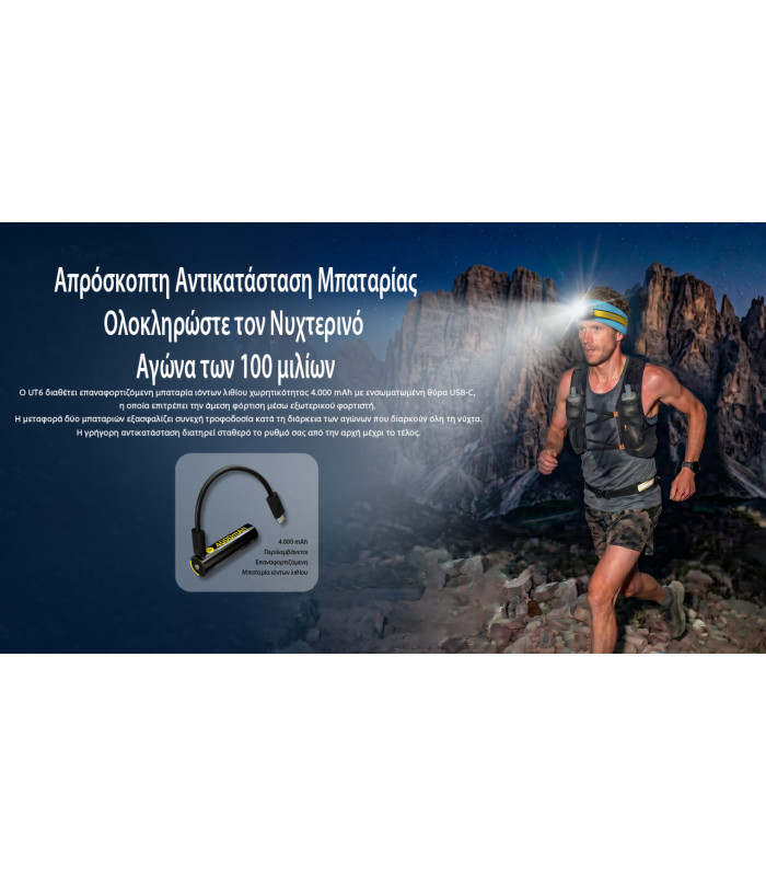ΦΑΚΟΣ LED NITECORE HEADLAMP UT6, Color temperatures 100-mile trail running headlamp