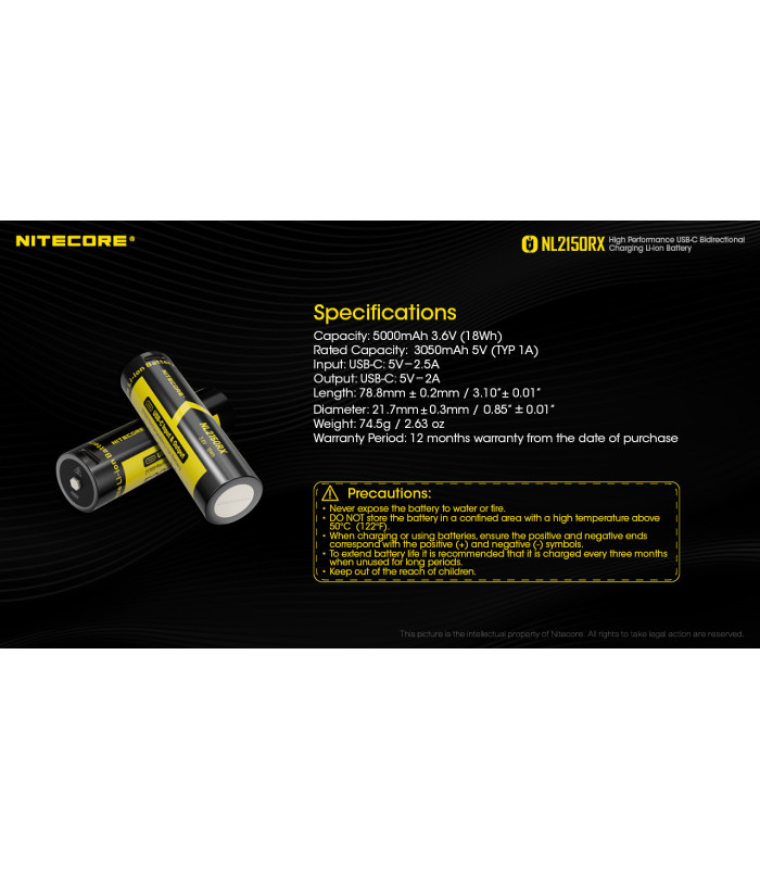 ΜΠΑΤΑΡΙΑ NITECORE 21700/ 5000mAh/ RX , USB-C