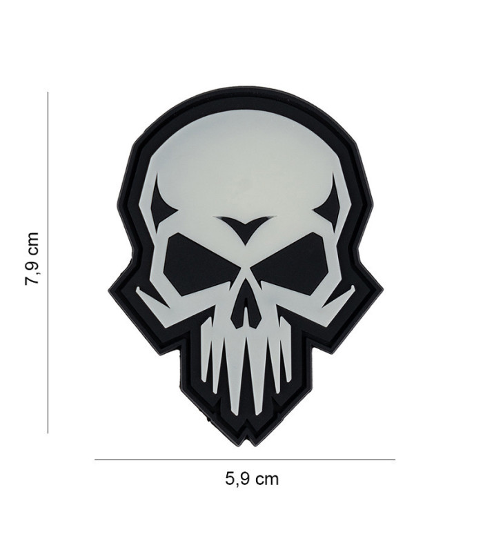 101 INC Decorative Patch 3D PVC Psycho Skull in the Dark | Sabotage Oddal