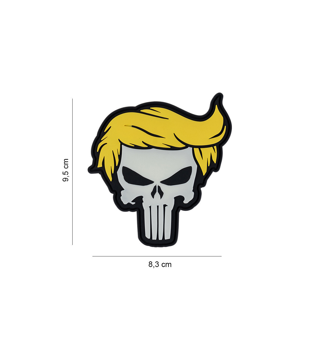101 INC Decorative Patch 3D PVC Punish Skull Yellow Hair Glow In Dark | Sabotage Oddal