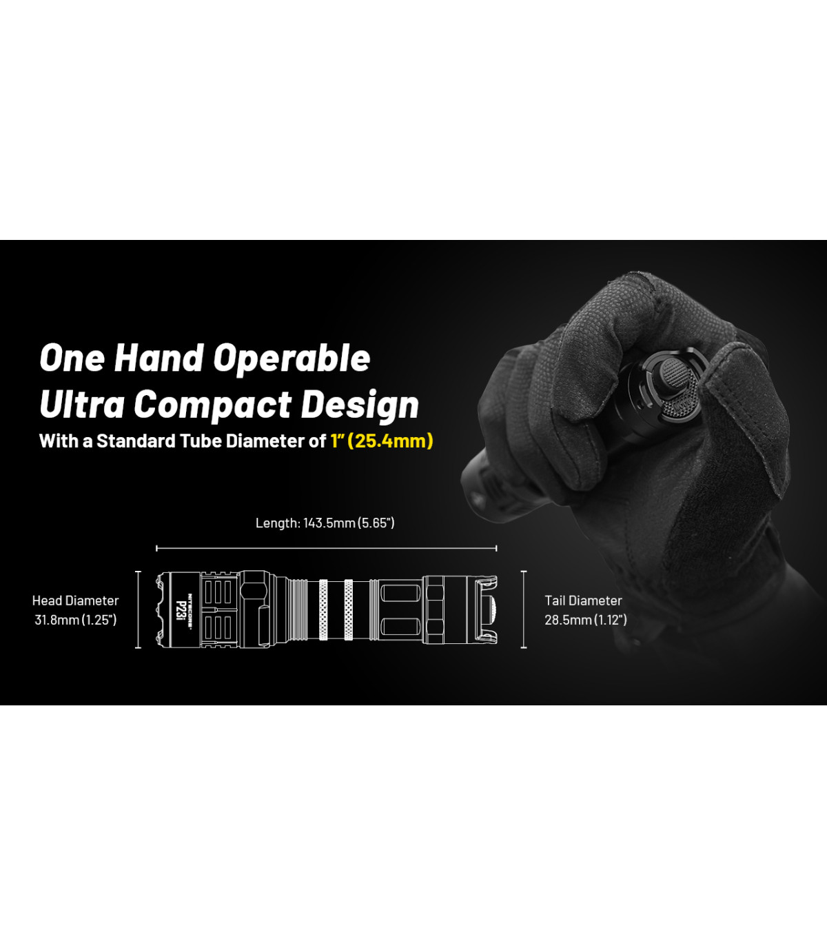 ΦΑΚΟΣ LED NITECORE PRECISE P23i, Tactical, Strobe Ready, 3000lm