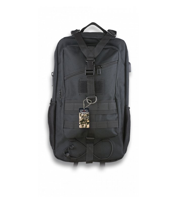 Σακίδιο πλάτης BARBARIC 34906_ΝΕ, USB connector, 38LT, 600D, Black