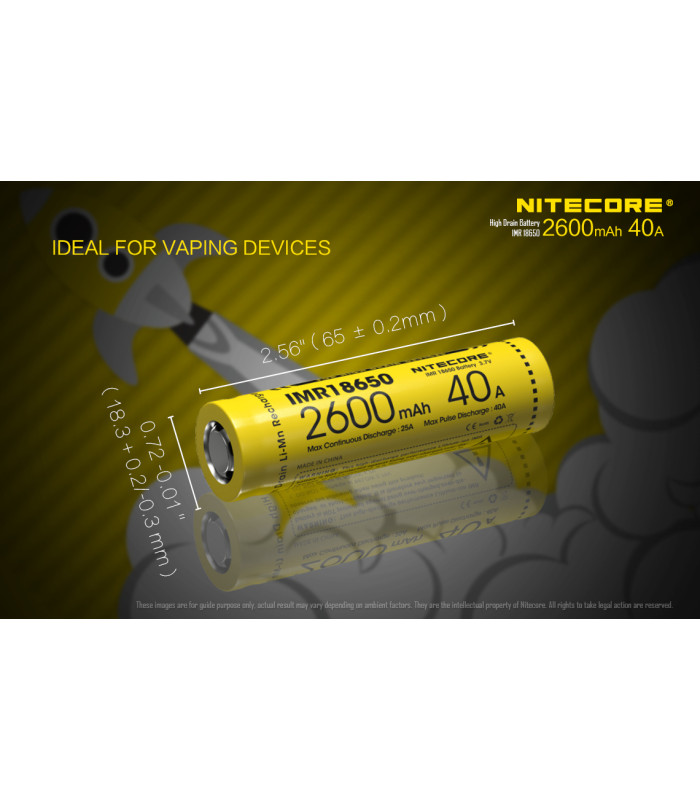 ΜΠΑΤΑΡΙΑ NITECORE IMR18650 2600mah 40A FlatTop (Ζεύγος)