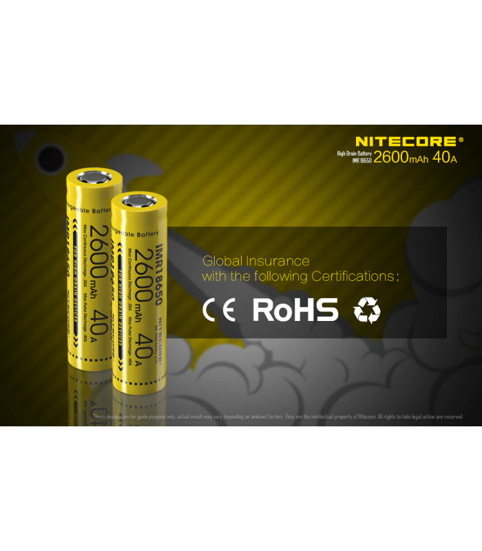 ΜΠΑΤΑΡΙΑ NITECORE IMR18650 2600mah 40A FlatTop (Ζεύγος)