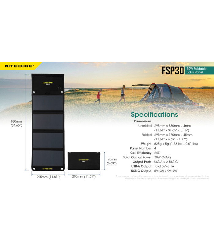 ΗΛΙΑΚΟ PANEL NITECORE FSP30, Φορητό, 30W