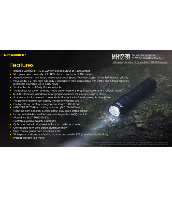 ΦΑΚΟΣ LED NITECORE MULTI TASK HYBRID MH12SE, 1800Lumens