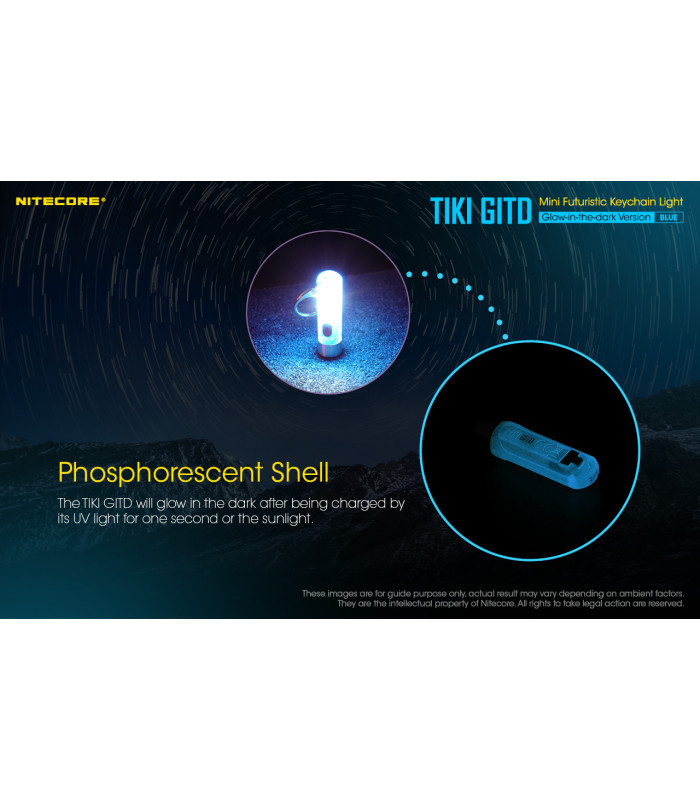 ΦΑΚΟΣ LED NITECORE TIKI GITD Blue, Glow-In-The-Dark, USB-C, 300 lumens