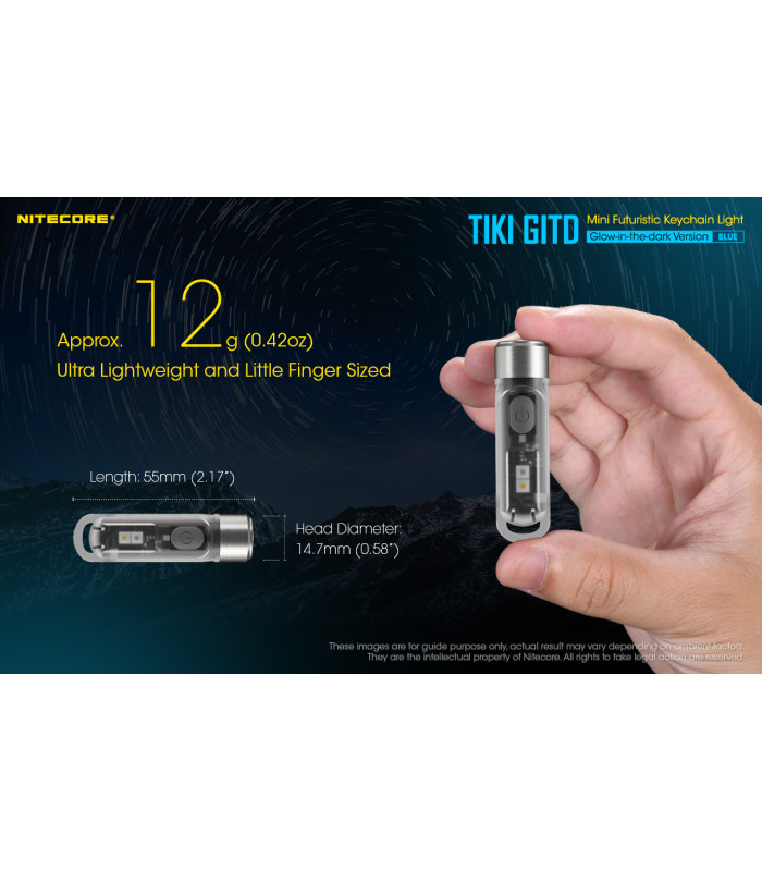 ΦΑΚΟΣ LED NITECORE TIKI GITD Blue, Glow-In-The-Dark, USB-C, 300 lumens