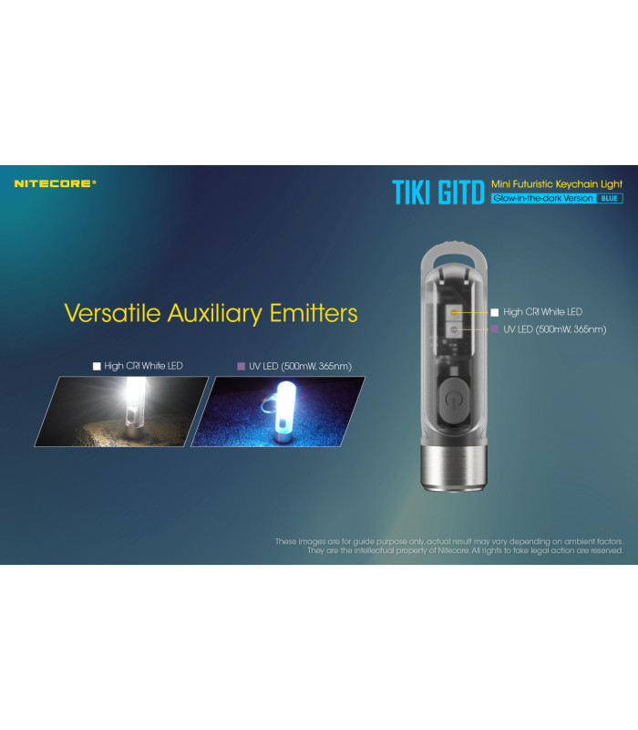 ΦΑΚΟΣ LED NITECORE TIKI GITD Blue, Glow-In-The-Dark, USB-C, 300 lumens