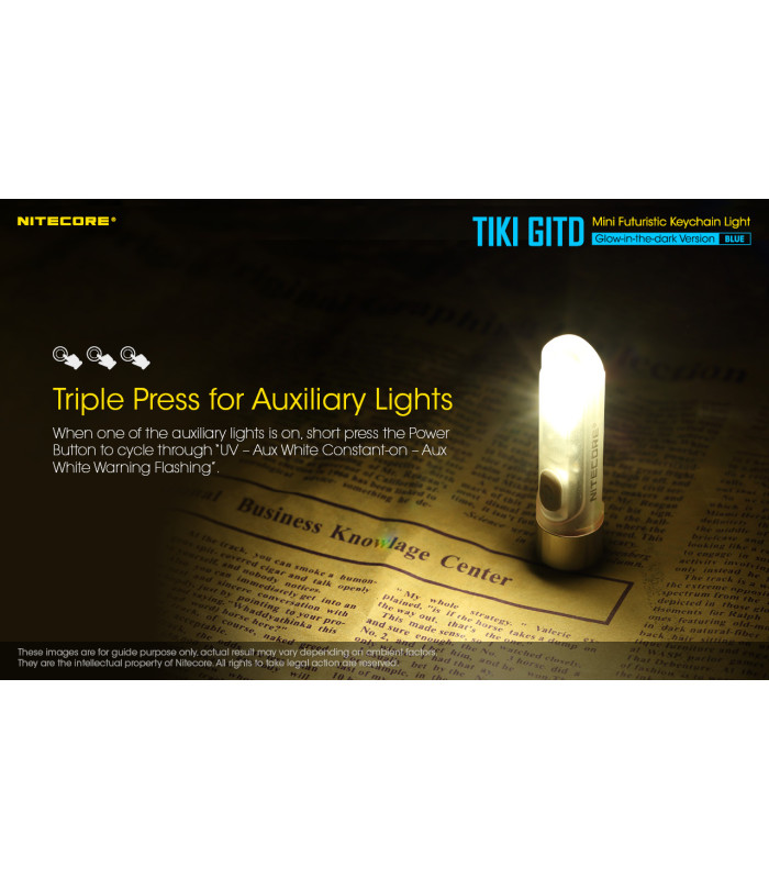 ΦΑΚΟΣ LED NITECORE TIKI GITD Blue, Glow-In-The-Dark, USB-C, 300 lumens