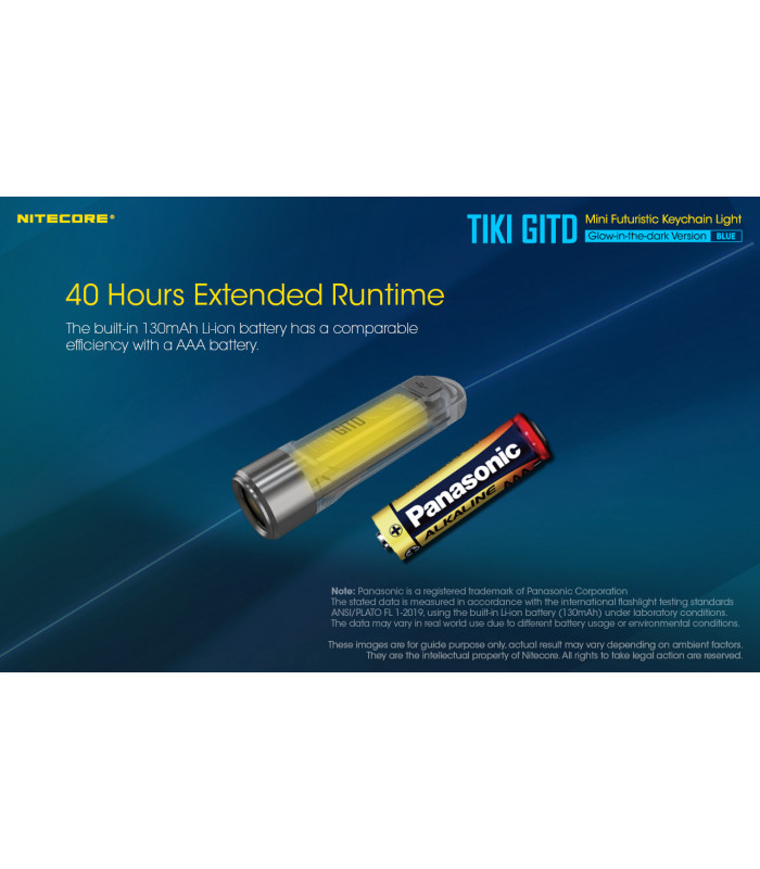 ΦΑΚΟΣ LED NITECORE TIKI GITD Blue, Glow-In-The-Dark, USB-C, 300 lumens
