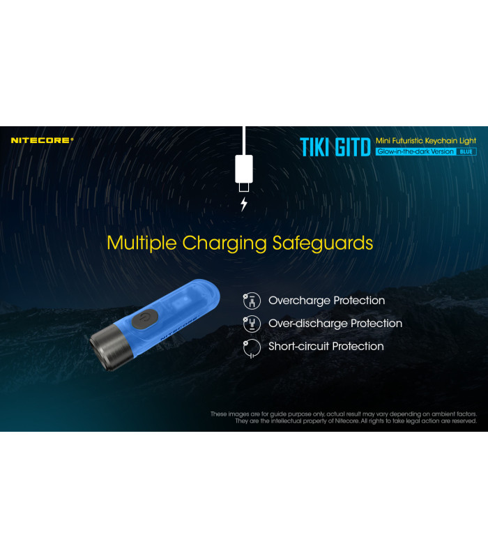 ΦΑΚΟΣ LED NITECORE TIKI GITD Blue, Glow-In-The-Dark, USB-C, 300 lumens