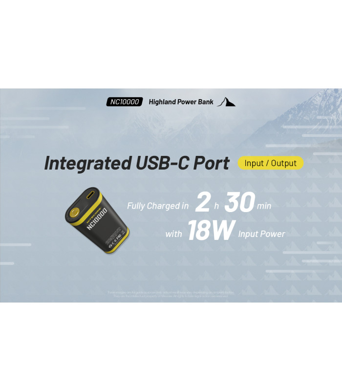 POWER BANK NITECORE NC10000+USB-C cable