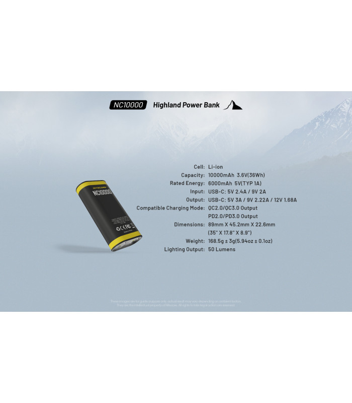 POWER BANK NITECORE NC10000+USB-C cable