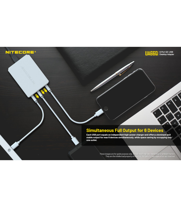 ΤΡΟΦΟΔΟΤΙΚΟ USB, NITECORE UA66Q desktop adaptor, 5V/10A, 68w Max, High speed charging