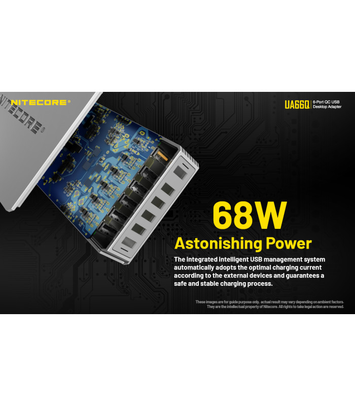 ΤΡΟΦΟΔΟΤΙΚΟ USB, NITECORE UA66Q desktop adaptor, 5V/10A, 68w Max, High speed charging