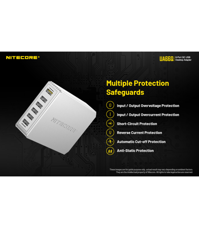 ΤΡΟΦΟΔΟΤΙΚΟ USB, NITECORE UA66Q desktop adaptor, 5V/10A, 68w Max, High speed charging