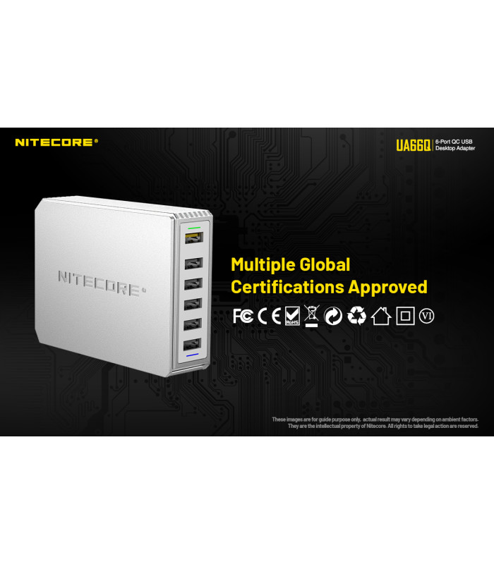 ΤΡΟΦΟΔΟΤΙΚΟ USB, NITECORE UA66Q desktop adaptor, 5V/10A, 68w Max, High speed charging