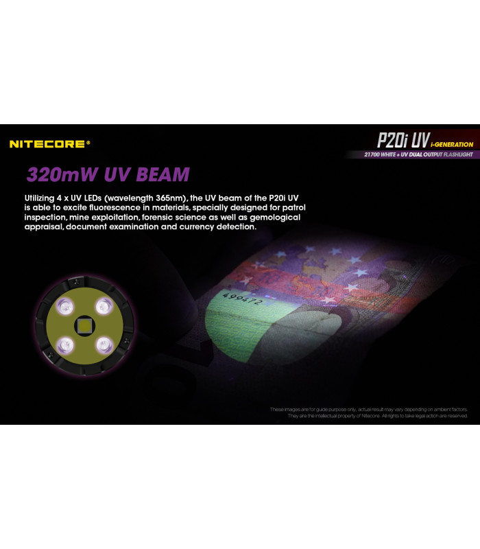 ΦΑΚΟΣ LED NITECORE PRECISE P20I UV, Tactical, Strobe Ready