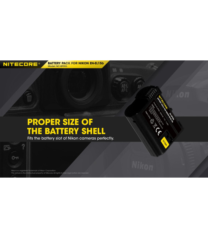 ΜΠΑΤΑΡΙΑ NITECORE for Nikon EN-EL15b, 7.2V , 2040mAh, 14.6Wh