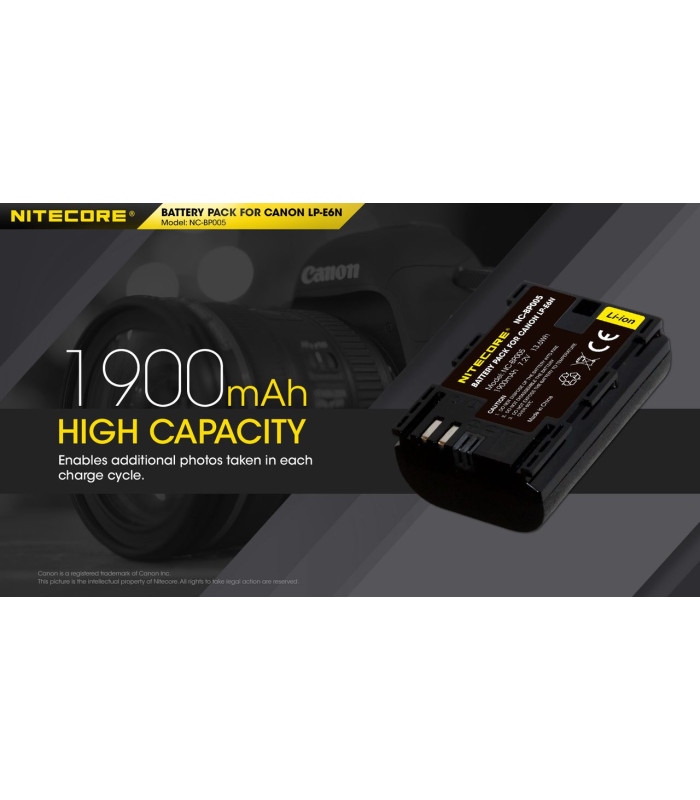 ΜΠΑΤΑΡΙΑ NITECORE for Canon LP-E6N, 7.2V , 1900mAh, 13.6Wh