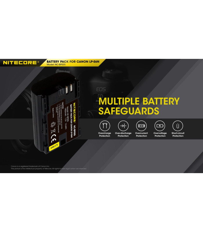 ΜΠΑΤΑΡΙΑ NITECORE for Canon LP-E6N, 7.2V , 1900mAh, 13.6Wh