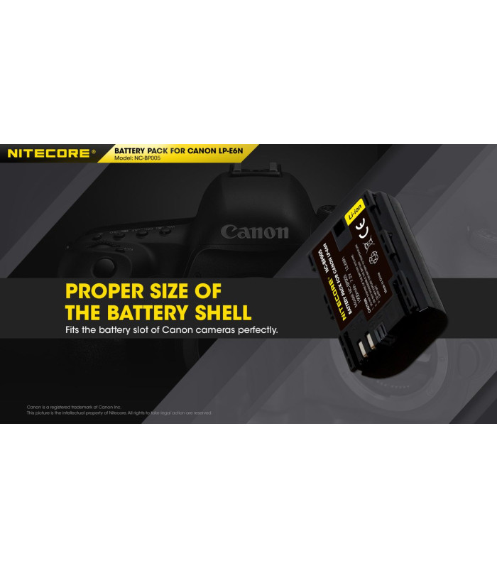 ΜΠΑΤΑΡΙΑ NITECORE for Canon LP-E6N, 7.2V , 1900mAh, 13.6Wh