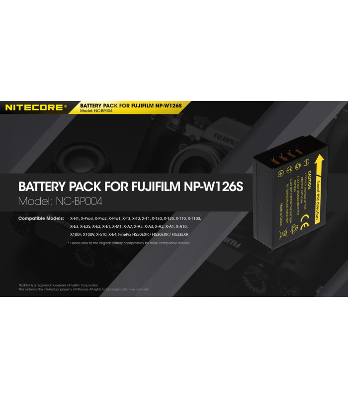 ΜΠΑΤΑΡΙΑ NITECORE for Fujifilm NP-W126S, 7.2V , 1140mAh, 8.4Wh