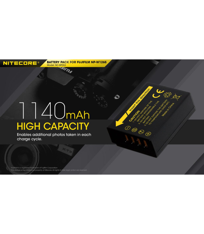 ΜΠΑΤΑΡΙΑ NITECORE for Fujifilm NP-W126S, 7.2V , 1140mAh, 8.4Wh
