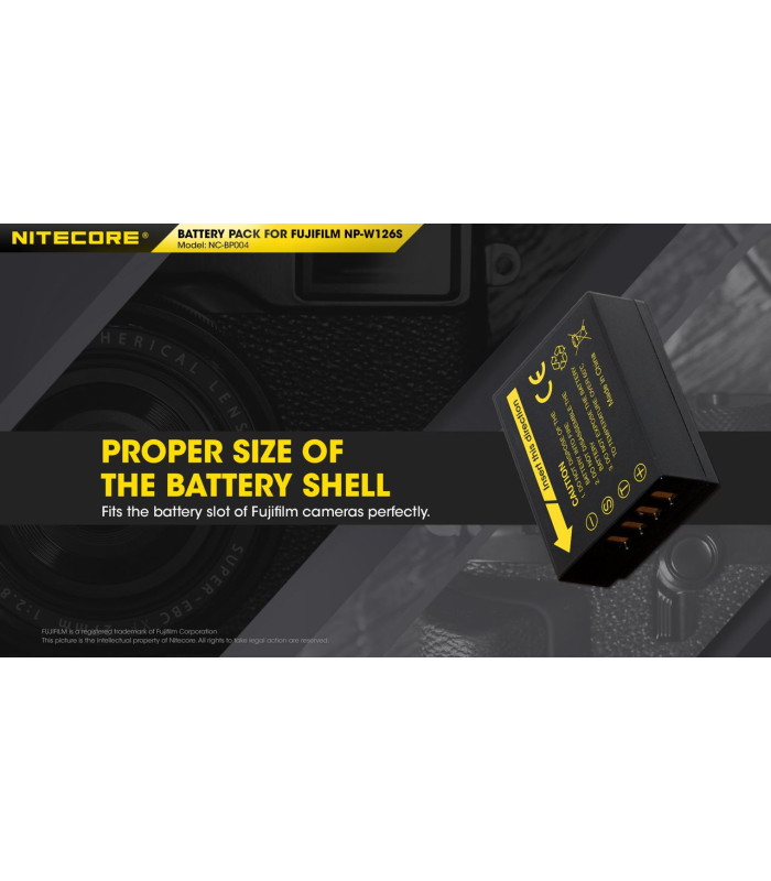 ΜΠΑΤΑΡΙΑ NITECORE for Fujifilm NP-W126S, 7.2V , 1140mAh, 8.4Wh