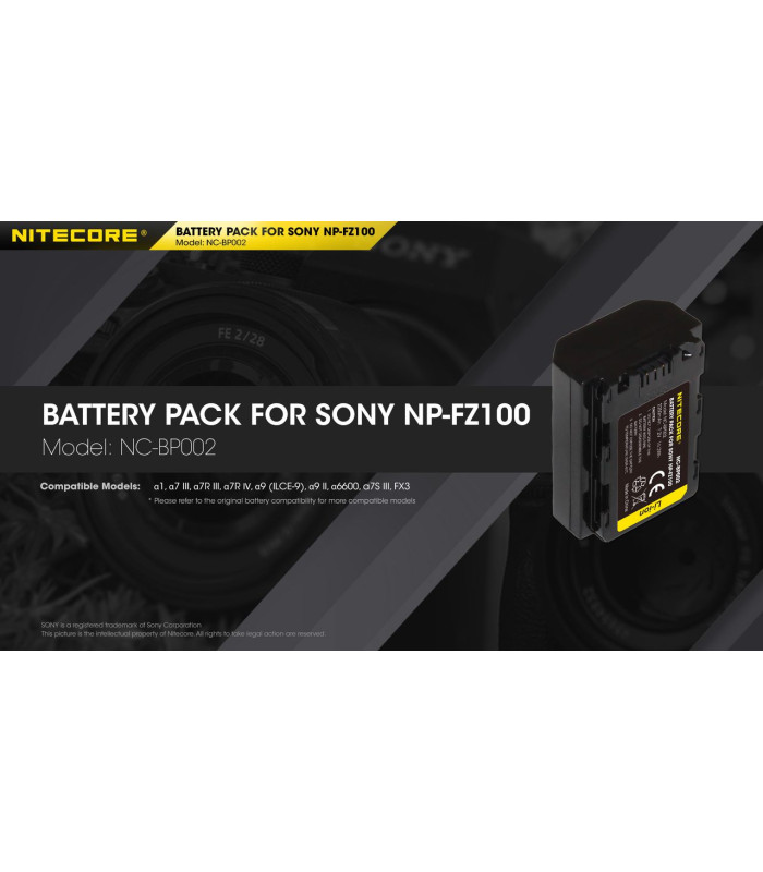 ΜΠΑΤΑΡΙΑ NITECORE for SONY NP-FZ100, 7.2V , 2250mAh, 16.2Wh