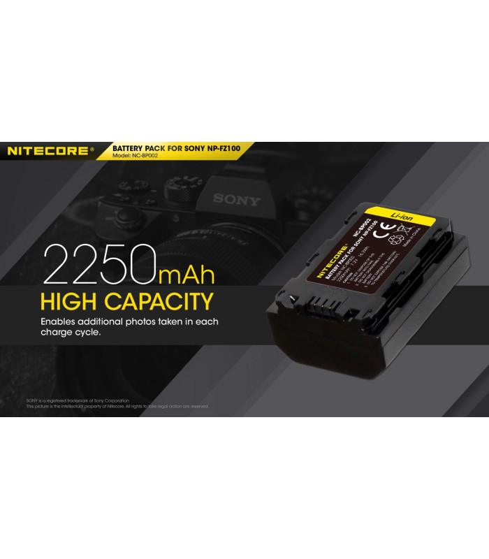 ΜΠΑΤΑΡΙΑ NITECORE for SONY NP-FZ100, 7.2V , 2250mAh, 16.2Wh