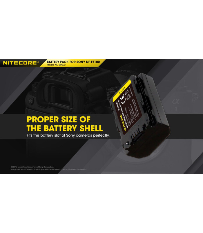 ΜΠΑΤΑΡΙΑ NITECORE for SONY NP-FZ100, 7.2V , 2250mAh, 16.2Wh