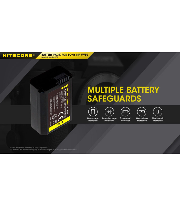 ΜΠΑΤΑΡΙΑ NITECORE for SONY NP-FW50, 7.4V , 1030mAh, 7.6Wh