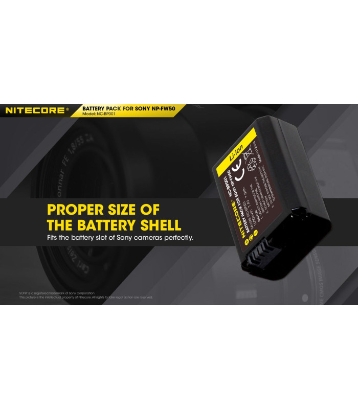 ΜΠΑΤΑΡΙΑ NITECORE for SONY NP-FW50, 7.4V , 1030mAh, 7.6Wh