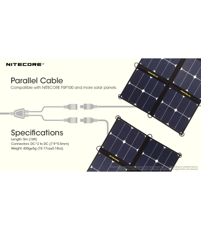 ΚΑΛΩΔΙΟ ΠΡΟΕΚΤΑΣΗΣ NITECORE για 2 Ηλιακα Πανελ , 5m parallel Cacle