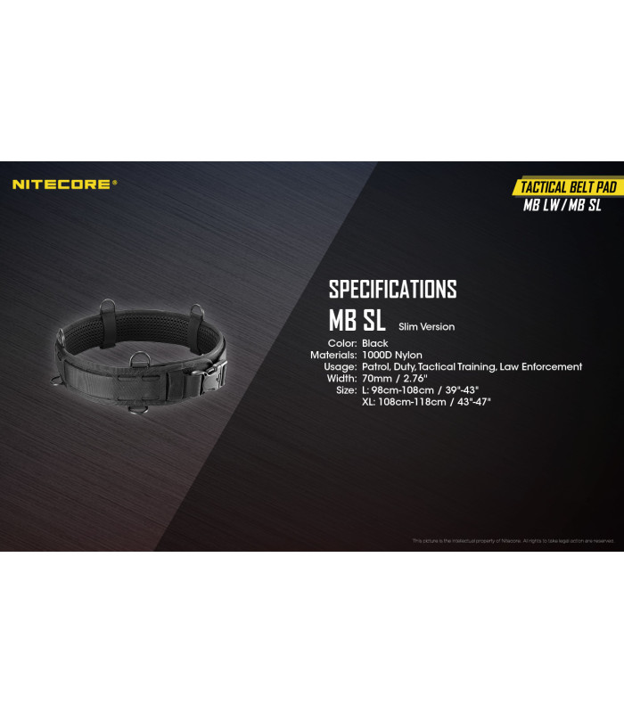 ΖΩΝΗ NITECORE Tactical belt pad, Slim, Black, XL