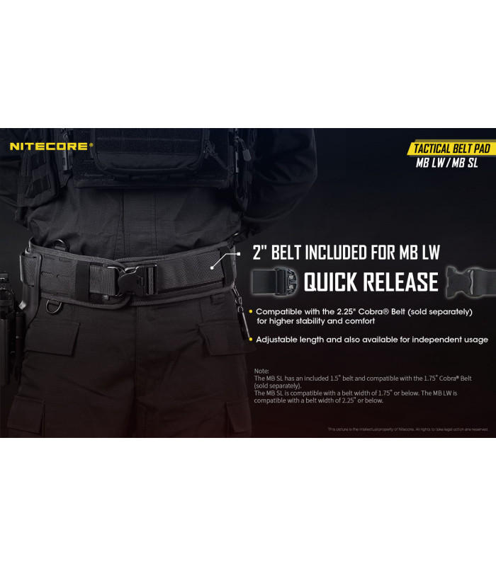 ΖΩΝΗ NITECORE Tactical belt pad, Lightweight, Black, XL