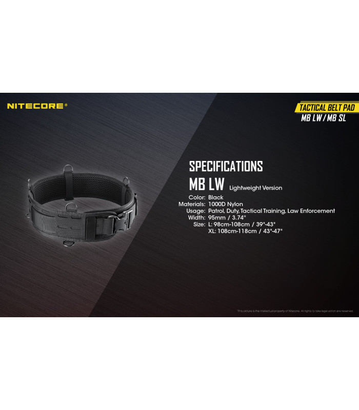 ΖΩΝΗ NITECORE Tactical belt pad, Lightweight, Black, XL