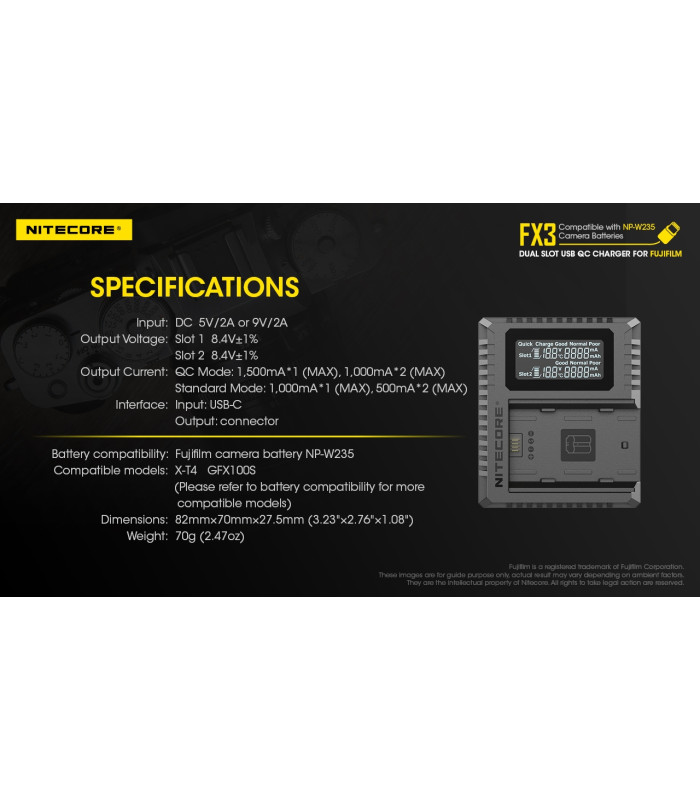 ΦΟΡΤΙΣΤΗΣ NITECORE FX3 για Fujifilm