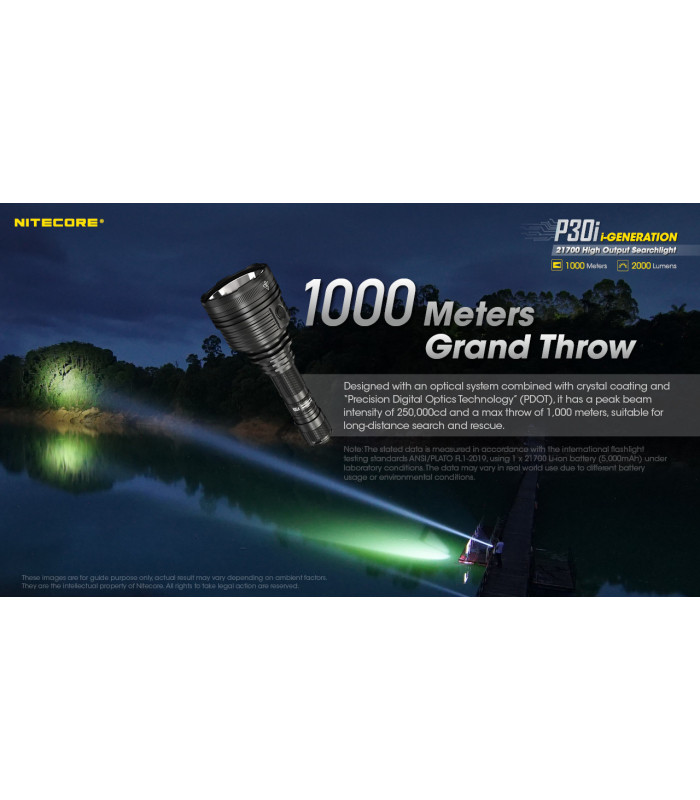 ΦΑΚΟΣ LED NITECORE PRECISE P30i, 2000 Lumens, 1000m Δέσμη +2150Hpi+ RSW2i