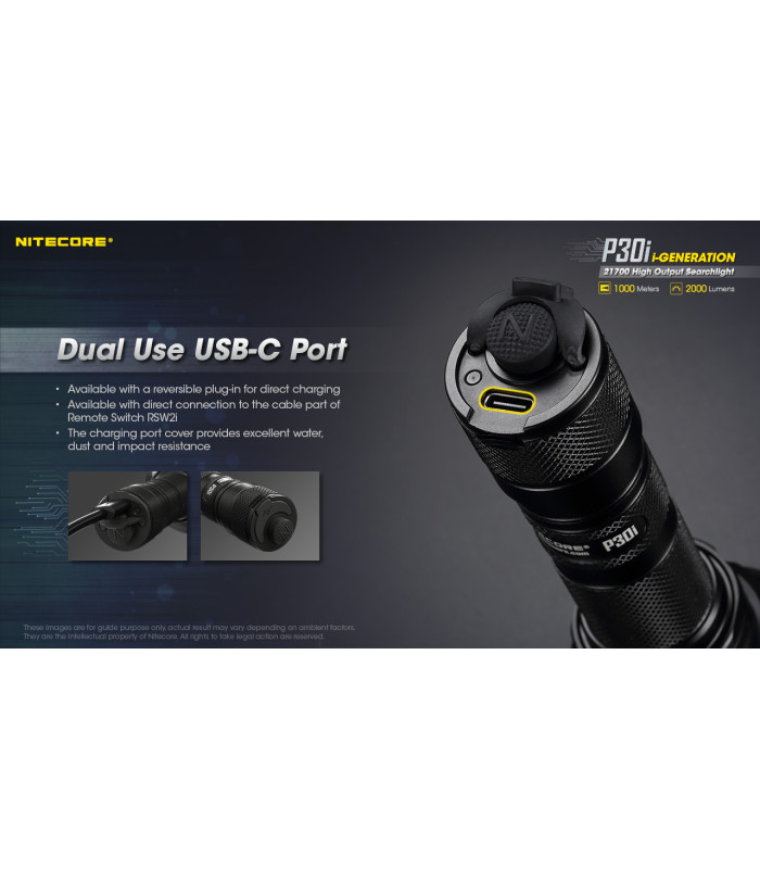 ΦΑΚΟΣ LED NITECORE PRECISE P30i, 2000 Lumens, 1000m Δέσμη +2150Hpi+ RSW2i