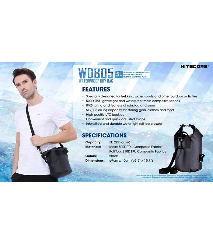 ΣΑΚΟΣ ΑΔΙΑΒΡΟΧΟΣ NITECORE 5L - DRY BAG