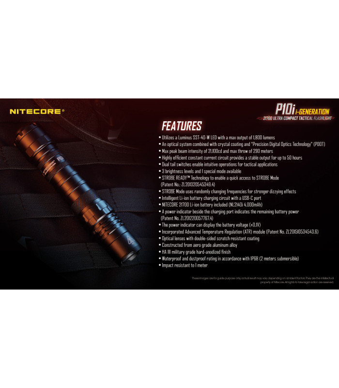 ΦΑΚΟΣ LED NITECORE PRECISE P10i, Tactical, Strobe Ready