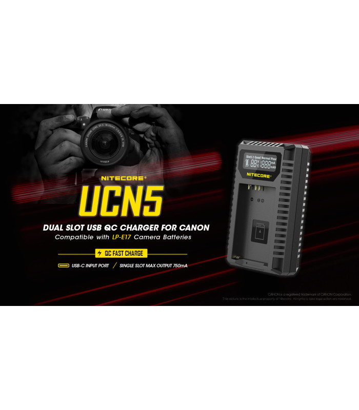 ΦΟΡΤΙΣΤΗΣ NITECORE UCN5 - Για μπαταρίες Canon LP-E17