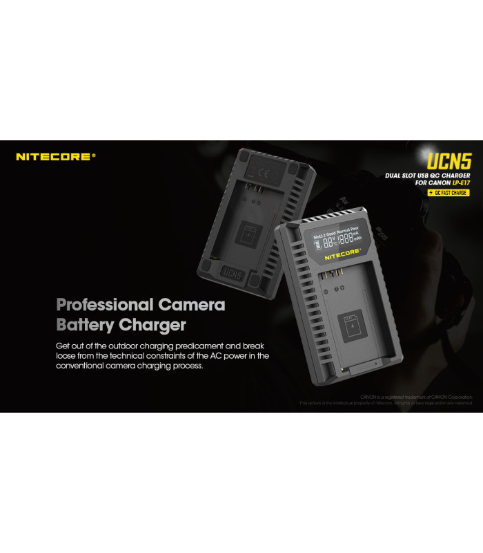 ΦΟΡΤΙΣΤΗΣ NITECORE UCN5 - Για μπαταρίες Canon LP-E17