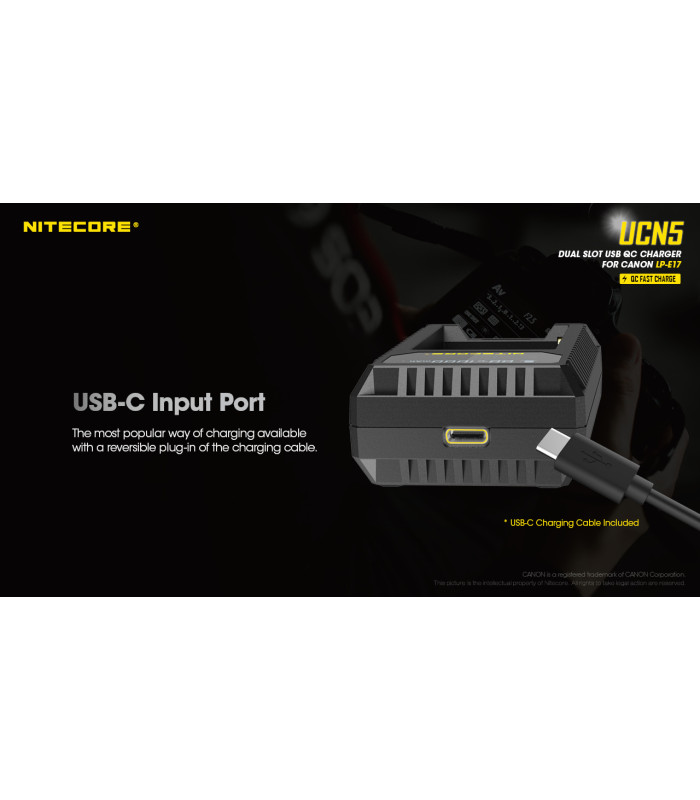 ΦΟΡΤΙΣΤΗΣ NITECORE UCN5 - Για μπαταρίες Canon LP-E17