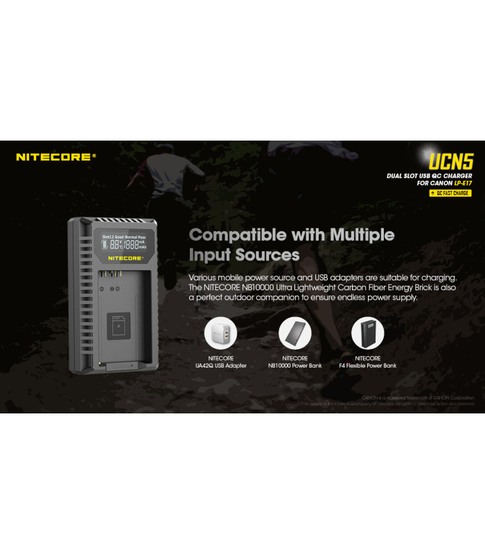 ΦΟΡΤΙΣΤΗΣ NITECORE UCN5 - Για μπαταρίες Canon LP-E17